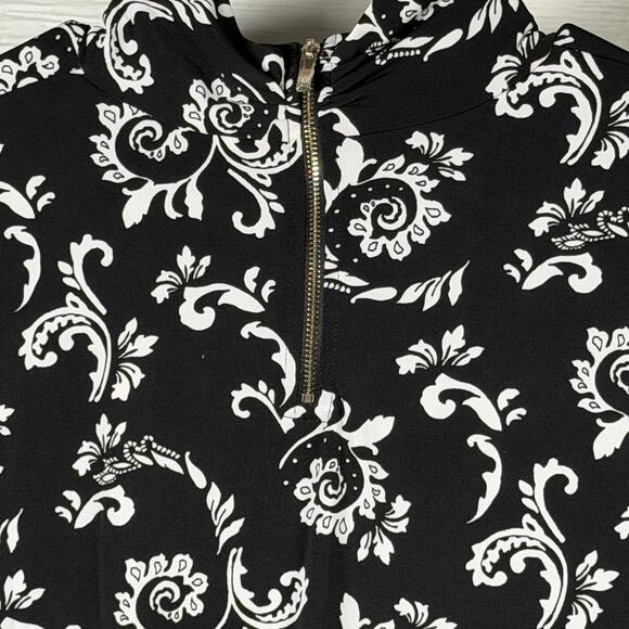 Liz Claiborne Top Women's Size Small Long Sleeve Black Scroll Mock Neck NWT - Picture 4 of 7